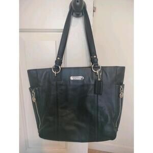 COACH F19456 North South Gallery Black Leather Tote/Shoulder Bag